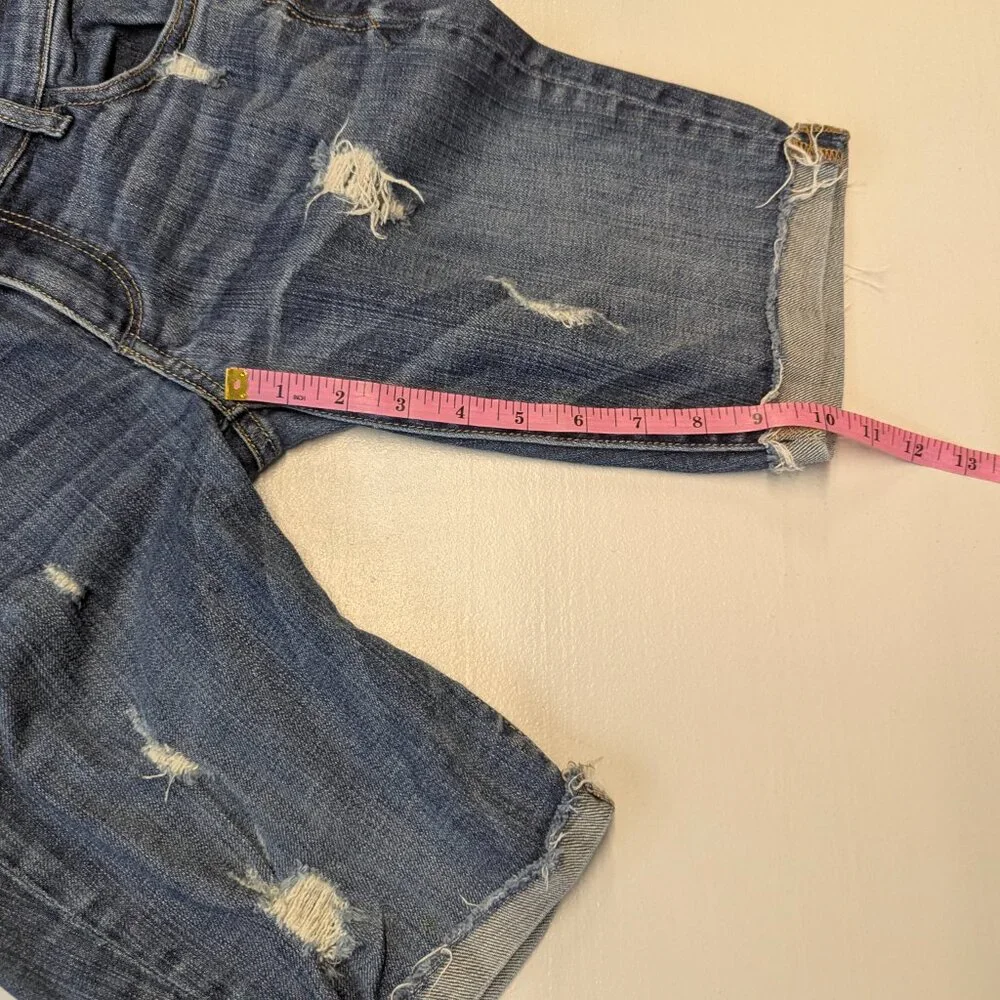 Abercrombie & Fitch Long Denim Distressed Shorts Cuffed Size 25 Low Rise